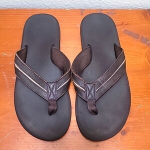 FLOJOS MEN'S‎ THONG FLIP FLOP SLIP ON DARK BROWN LEATHER SANDAL SIZE 10